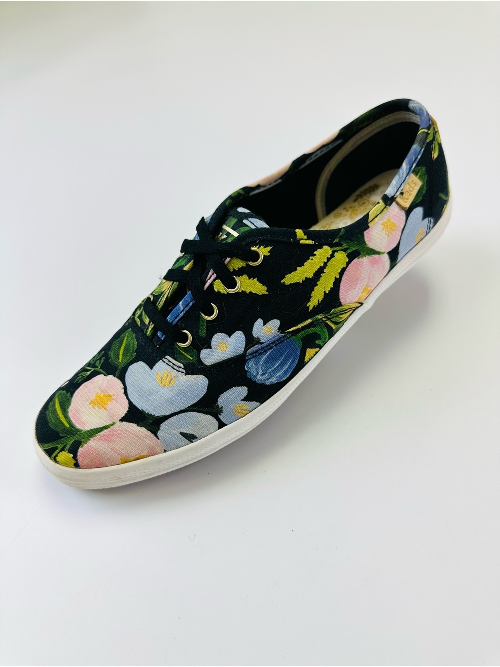 Keds x Rifle Paper Co. Black Floral Canvas Sneakers Womens Size 8